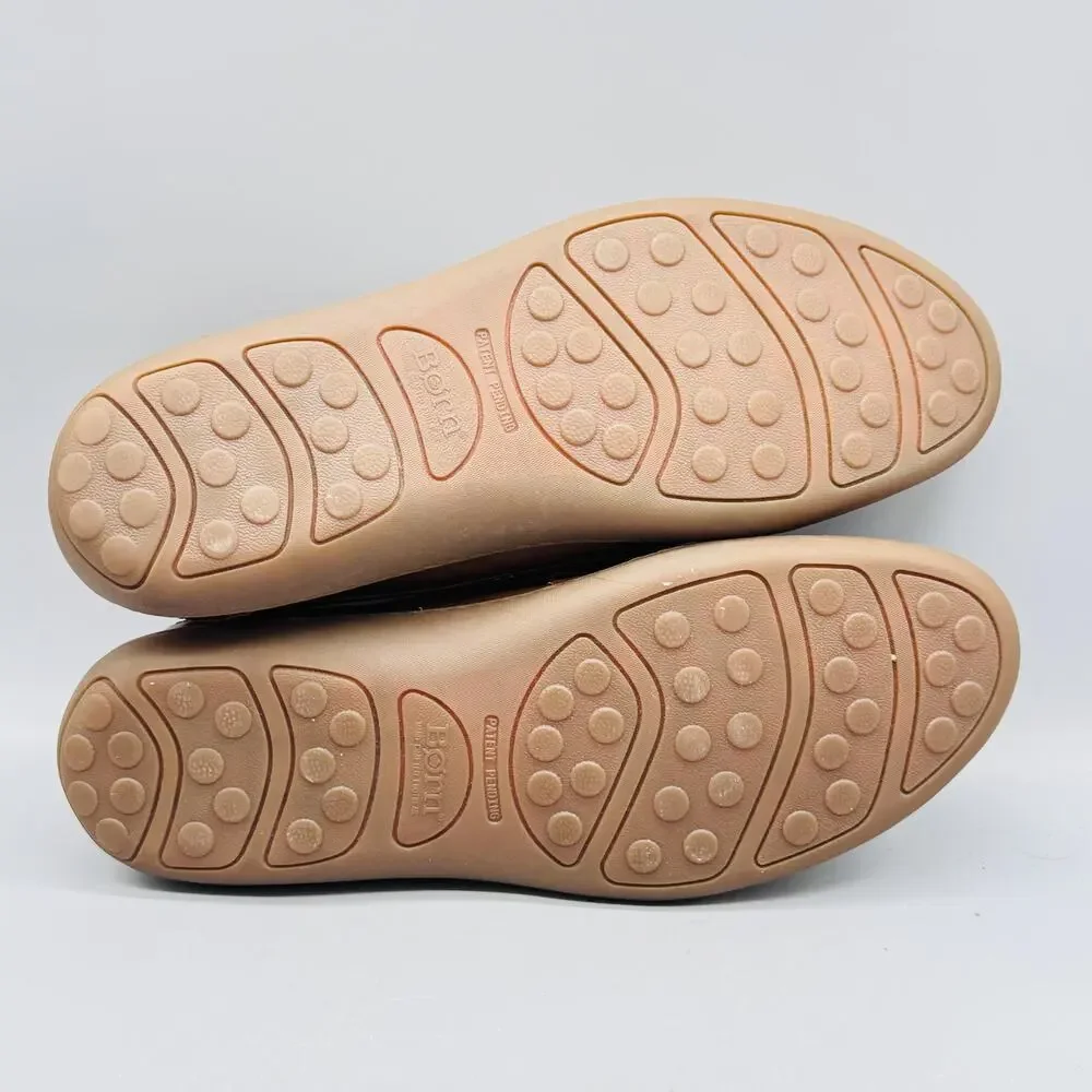 Born Shoes Men 9.5 Brown Leather Brompton Loafers Slip On Moc Toe Casual Comfort